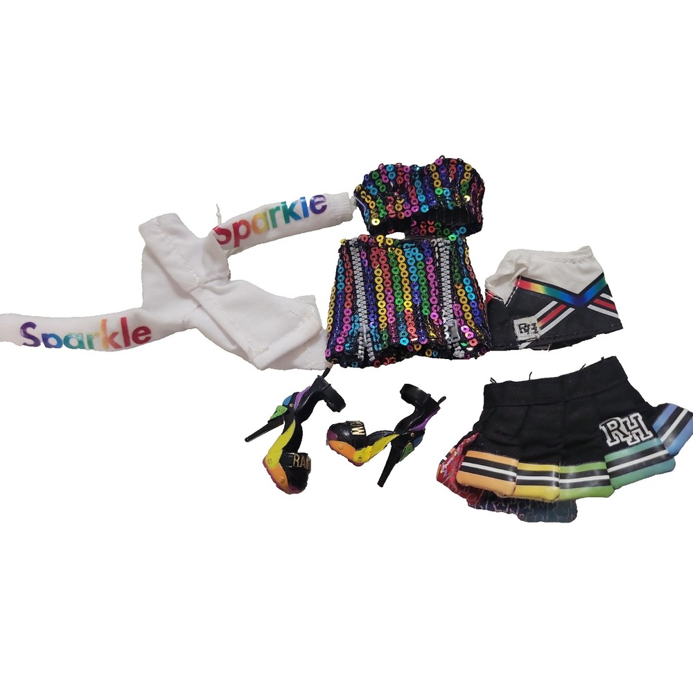 Rainbow High Amaya Raine Doll Cheer Clothes Sequin Outfit Set Skirt Tube Top